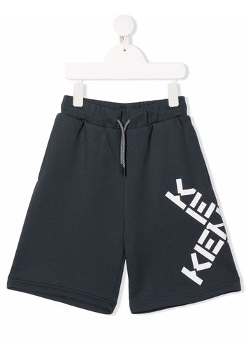 Kenzo Kids logo-print drawstring shorts - Grau