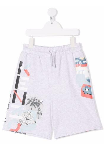 Kenzo Kids Tiger Head motif shorts - Grau