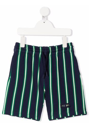 Kenzo Kids Gestreifte Shorts mit Logo-Patch - Blau