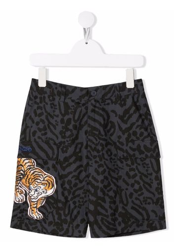 Kenzo Kids tiger-print shorts - Grau