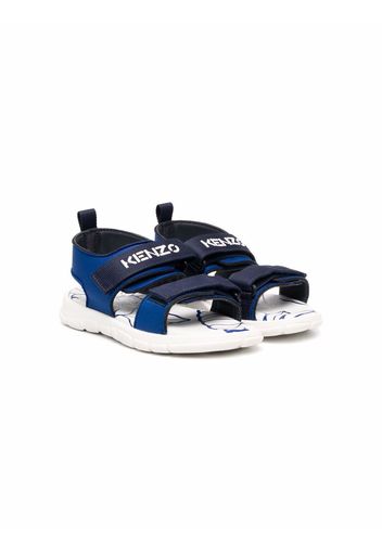 Kenzo Kids logo-print touch-strap sandals - Blau