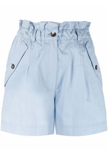 Kenzo paperbag waist embroidered logo shorts - Blau