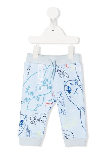 Kenzo Kids logo-print knitted track pants - Blau