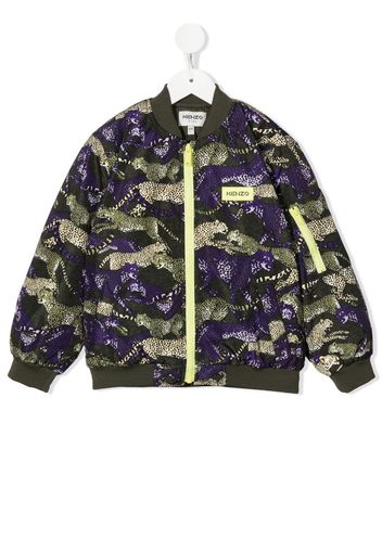 Kenzo Kids animal-print zip-up bomber jacket - Grün