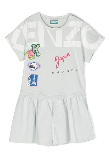 Kenzo Kids Journey print playsuit - Blau