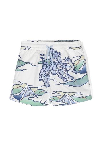 Kenzo Kids Shorts mit Tiere-Print - Weiß