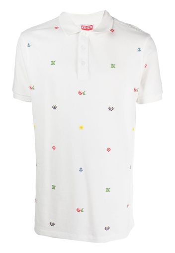 Kenzo pixeled-print cotton polo shirt - Weiß