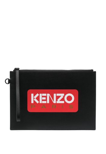 Kenzo logo leather clutch bag - Schwarz