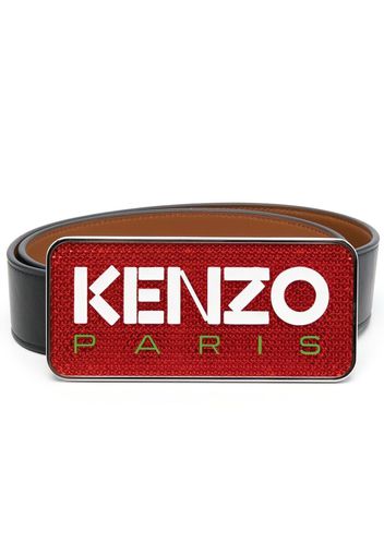 Kenzo logo plaque leather belt - Schwarz