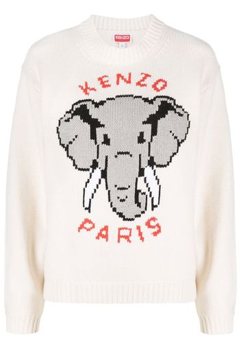 Kenzo elephant intarsia jumper - Weiß