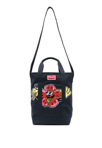 Kenzo logo-patch tote bag - Blau