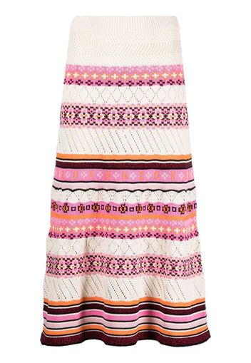 Kenzo stripe-geometric-panelled skirt - Nude