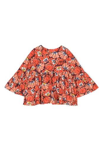 Kenzo Kids floral-print ruched blouse - Orange