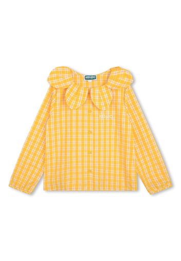 Kenzo Kids logo-embroidered check-pattern shirt - Gelb