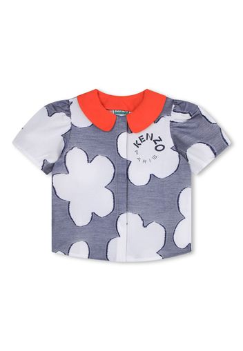 Kenzo Kids Hemd mit Blumen-Print - Blau