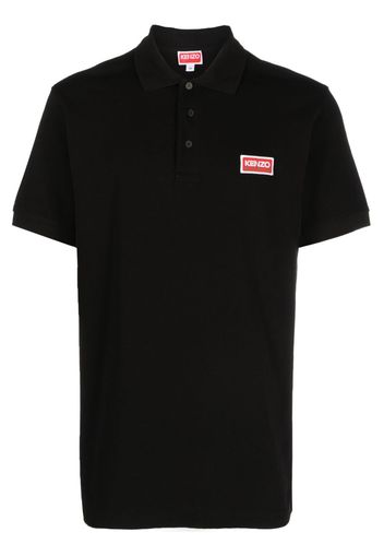 Kenzo logo-patch cotton polo shirt - Schwarz