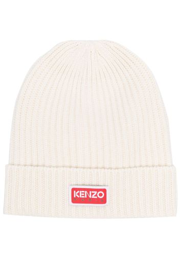 Kenzo logo-patch knitted beanie - Nude