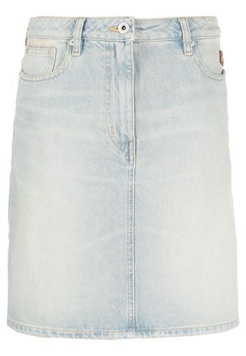 Kenzo floral-embroidered denim skirt - Blau