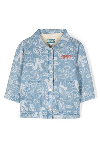 Kenzo Kids graphic-print denim jacket - Blau