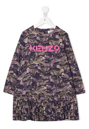 Kenzo Kids animal-print pleated dress - Violett