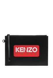 Kenzo logo leather clutch bag - Schwarz