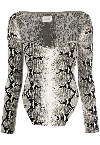 KHAITE Maddy snake-print top - Grün