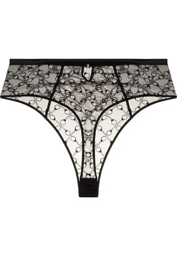 Kiki de Montparnasse high-waisted embroidered thong - Schwarz