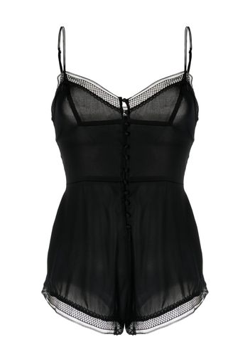 Kiki de Montparnasse lace-trim V-neck playsuit - Schwarz