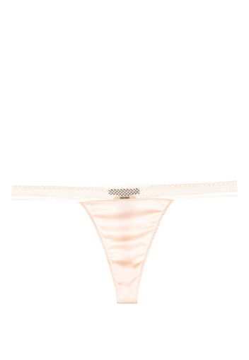 Kiki de Montparnasse lace-trim silk thongs - Rosa