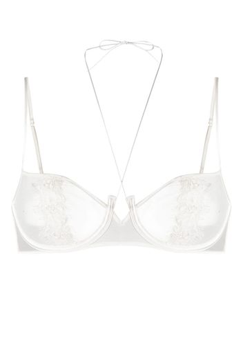 Kiki de Montparnasse halterneck silk balconette bra - Weiß