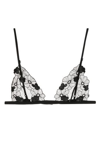 Kiki de Montparnasse floral-embroidered triangle-cup bra - Schwarz