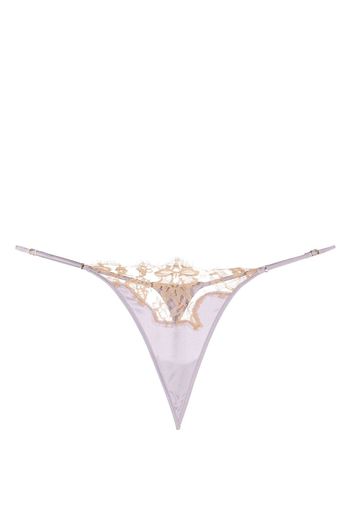 Kiki de Montparnasse floral-lace stretch-silk thong - Violett