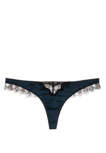 Kiki de Montparnasse Lace Inset silk thong - Blau