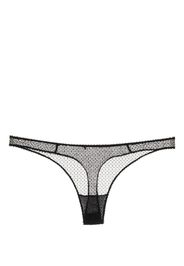 Kiki de Montparnasse translucent-effect lace thong - Schwarz