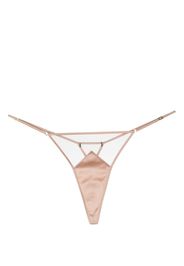 Kiki de Montparnasse mesh-detailing silk thong - Rosa