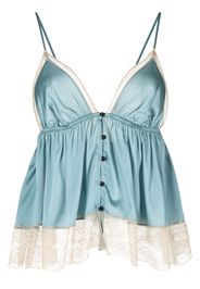 Kiki de Montparnasse tiered silk tank top - Blau