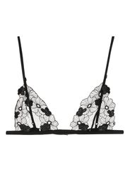 Kiki de Montparnasse floral-embroidered triangle-cup bra - Schwarz