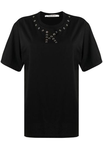 Kimhekim perforated-logo detail T-shirt - Schwarz