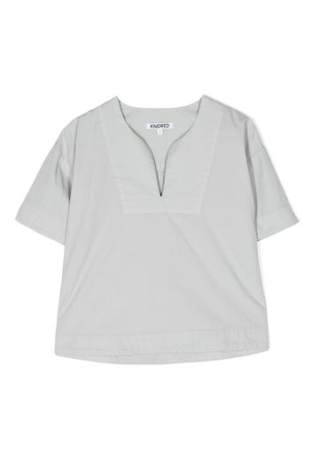 KINDRED split-neck short-sleeve blouse - Grau