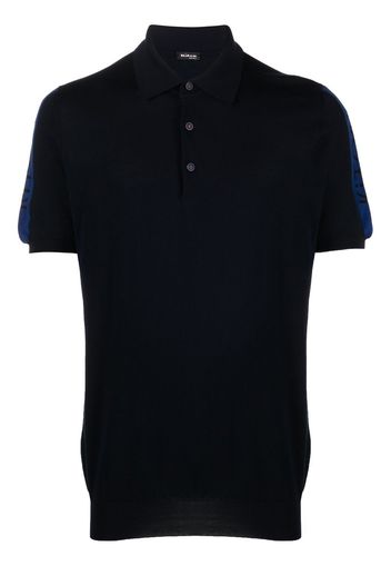 Kiton logo-tape polo shirt - Blau