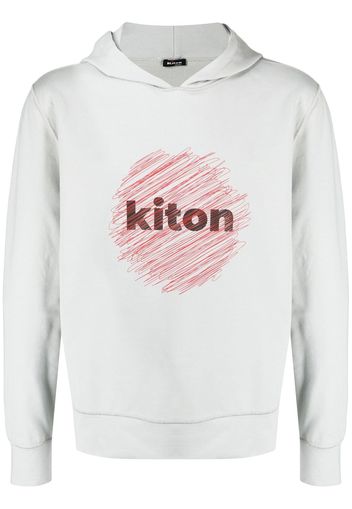 Kiton sketch sun-logo cotton hoodie - Grau