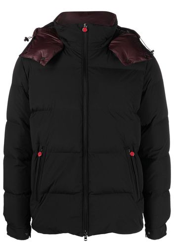 Kiton logo-embroidered hooded puffer jacket - Schwarz