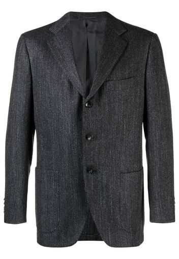 Kiton herringbone single-breasted blazer - Grau