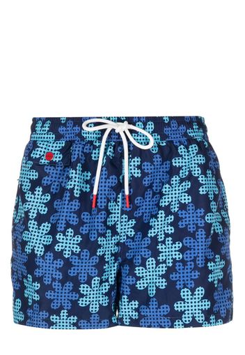 Kiton Badeshorts mit Logo-Print - Blau