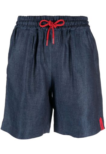 Kiton contrasting drawstring-fastening linen shorts - Blau