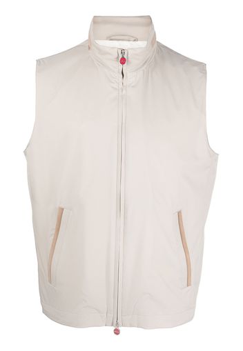 Kiton zip-up leather gilet - Nude