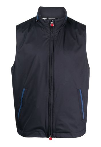 Kiton logo zip-fastening gilet - Blau