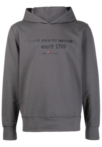 Kiton Hoodie mit Logo-Print - Grau