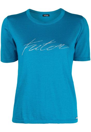 Kiton jacquard-logo fine-knit T-shirt - Blau