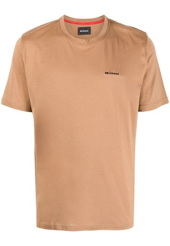 Kiton T-Shirt mit Logo-Print - Braun